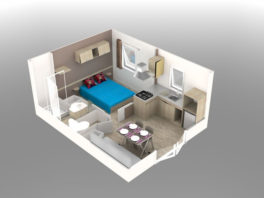 Plan 3D du Mobile-Home Evolution